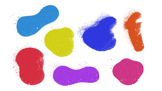 Colorful powder splashes isolated on transparent background
