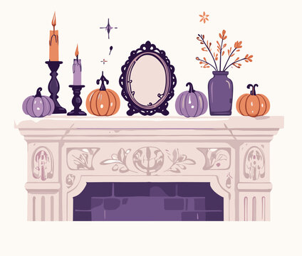 Halloween mantel halloween decoration vector