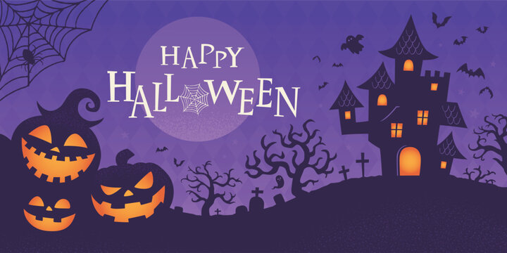 ハロウィンの夜と月のシルエット背景