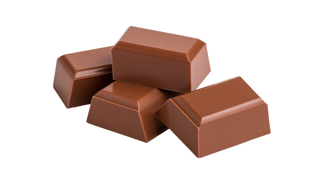 Isolated delicious smooth milk chocolate bar pieces, perfect for a sweet and indulgent snack.