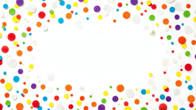 Brightly Colored Polka Dots In Diverse Patterns Framing A Clean White Space For Creativity.