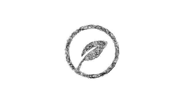 Sketch leaf circle icon animation - smooth progressive reveal