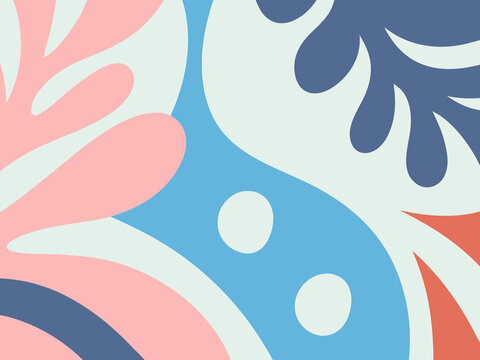 Abstract floral pattern with soft pastel colors featuring organic shapes and flowing botanical elements in a modern style