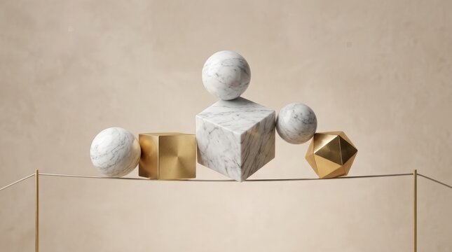 Geometric shapes balanced on a thin wire