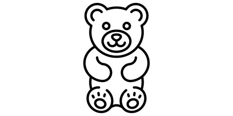 Fototapeta premium Gummy bear character icon featuring cute teddy bear shape with simple lines for child toys and candy branding.