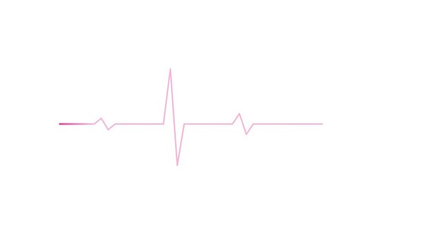 Minimalist pink heartbeat EKG line animation on white background