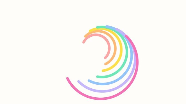 Minimalist rainbow loading animation with concentric colorful arcs