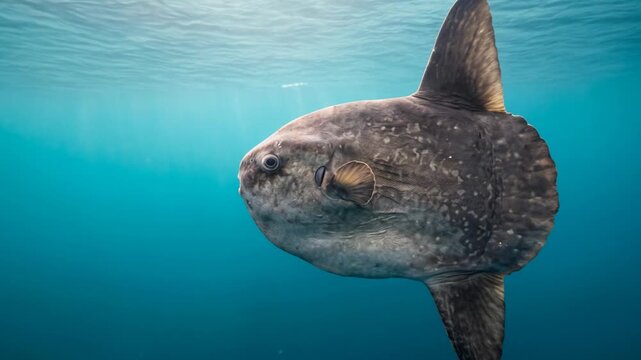 mola mola ocean sunfish underwater close up at morning light near pico island azores video