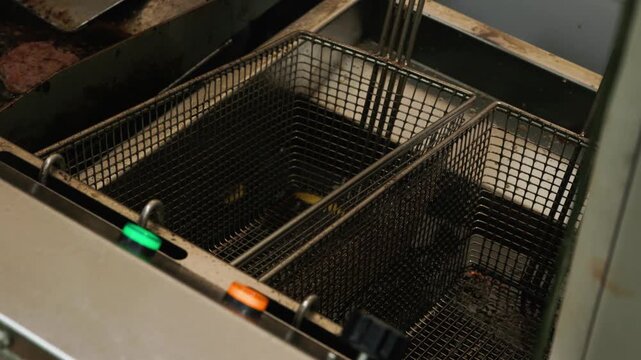 deep fryer for unhealthy high fat fast food concept 60fps 4k