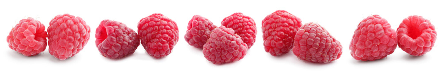 Fresh raspberries isolated on white, set. Summer berry © New Africa