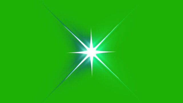 Animated star effect in 4k loop, twinkle stars light blinking on green screen background, glowing starburst flash rays, retro white cartoon doodle sparkle overlay, motion graphic video asset