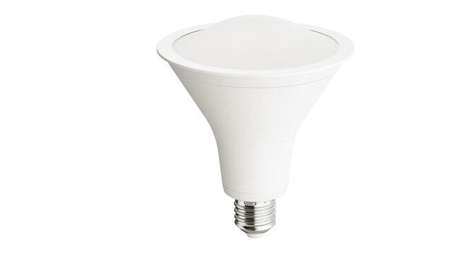 Isolated white modern energy-saving LED PAR spotlight bulb for commercial and architectural lighting