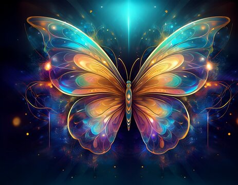 an abstract background with beautiful abstract business transformation innovation change from traditional to high technology like life cycle of a butterfly to imply a successful future business