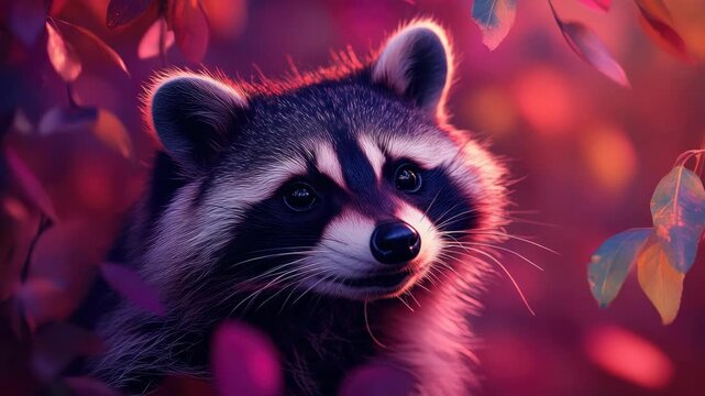 Fall colors with raccoon