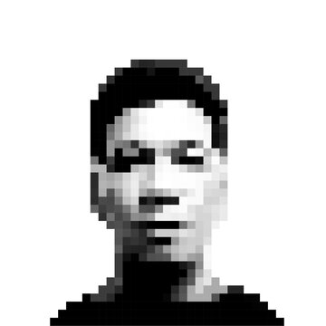 A Man Portrait Pixelated Censor Effect Monochrome Vector Graphic Illustration