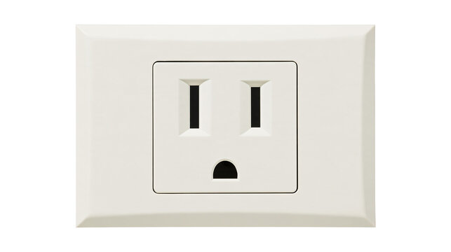 Isolated North American electrical wall outlet, a single power socket with three prongs