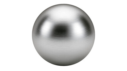 Isolated brushed metal sphere with a sleek, modern, and reflective surface, design element.