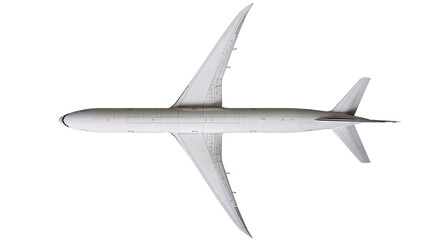 Isolated modern passenger airplane with long sleek wings, top view perspective for travel concept © Francisco