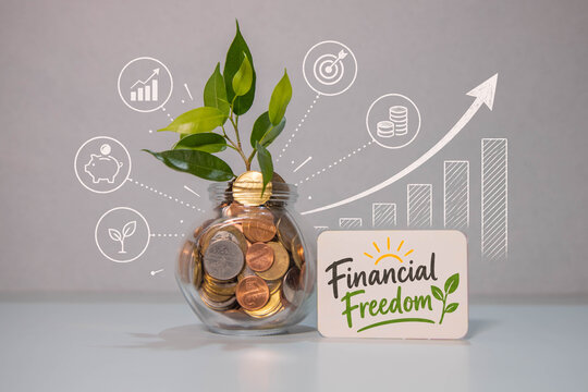 Financial Freedom and Sustainable Money Growth Concept.