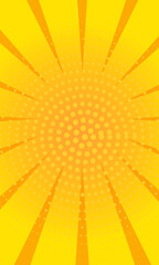 Fototapeta premium Yellow abstract background pop art background for poster or book in yellow color radial rays backdrop with halftone effect
