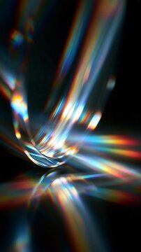 Rainbow prism light leak with iridescent optical streaks realistic lens reflection glossy abstract overlay texture