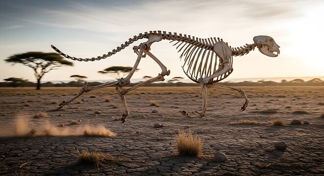 tyrannosaurus rex skeleton in desert