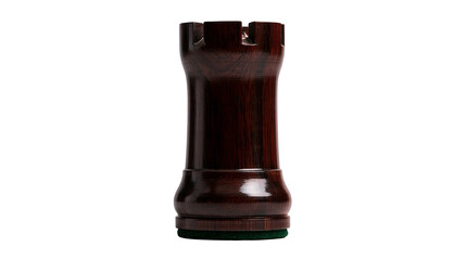 Isolated dark wooden chess rook, elegant classic game piece for strategy and intellectual play © Oisin