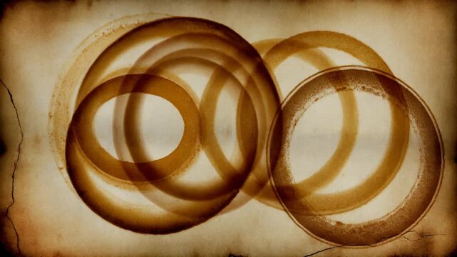 Discover an artistic rendering of interlocking circular forms presented with a vintage, textured appearance, evoking a sense of timeless connection and abstract contemplation
