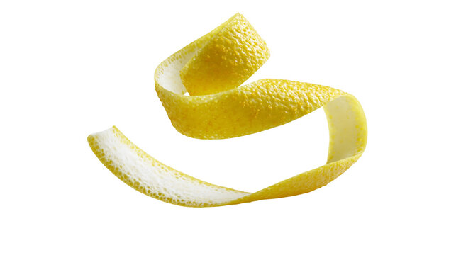 Isolated lemon peel spiral with initial L and 2017 year on black graphic element