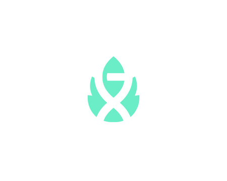 Mint green logo of a pinecone with wings and leaves. Minimalistic logotype for eco product, nature pharmacy, botanical and wellness branding.