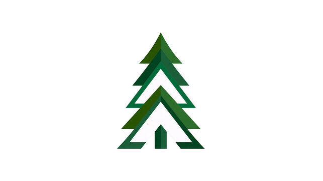 Isolated abstract geometric pine tree logo, a modern design rendered in vibrant shades of green