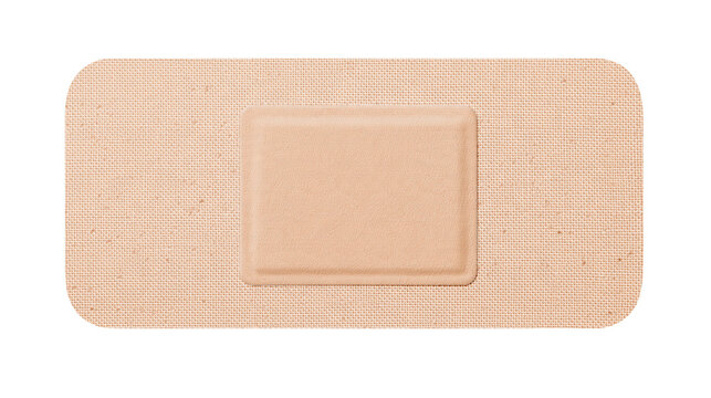 Isolated adhesive bandage plaster for first aid and medical care, wound dressing protection.