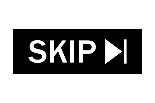 Skip button icon with arrow and vertical line text sign