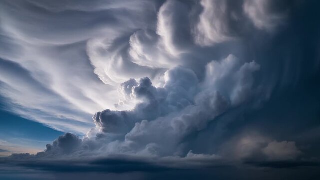 A powerful cumulus cloud formation looms in the sky, showcasing dramatic undulatus asperatus patterns with turbulent textures and an ominous atmospheric display during overcast weather