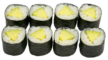 Isolated eight delicious fresh avocado maki sushi rolls healthy vegetarian Japanese cuisine © Saoirse