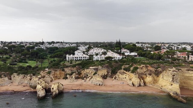 Scenic armacao de pera beach coastal aerial view
