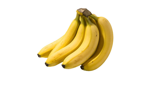 Isolated bunch of ripe yellow bananas, delicious tropical fruit for healthy eating