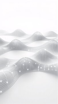 digital art piece appears rendering wave like pattern wave multiple wavy lines arranged way creates sense movement depth lines white appear connected small dots creating network like effect