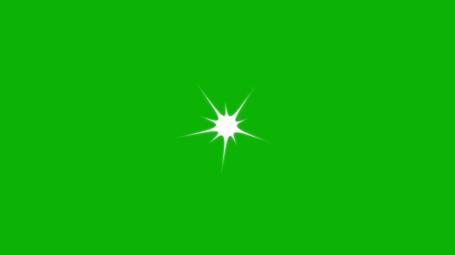 White glowing twinkle star animation loop on green screen, magical cartoon doodle sparkles, blinking retro light burst effect, seamless overlay for holiday celebration, 4k motion graphic video