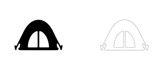 Camping shelter tent vector icon filled and outline, outdoor dome tent and accommodation symbol. © PicMag