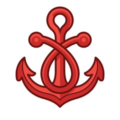 Stylized red anchor isolated on transparent background © Adokor
