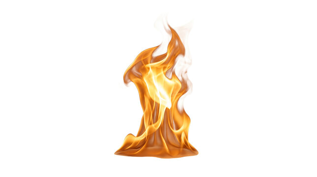 Dynamic fire flame with orange and yellow glow, realistic burning heat element, hot blazing campfire light effect for design isolated PNG with Transparent Background