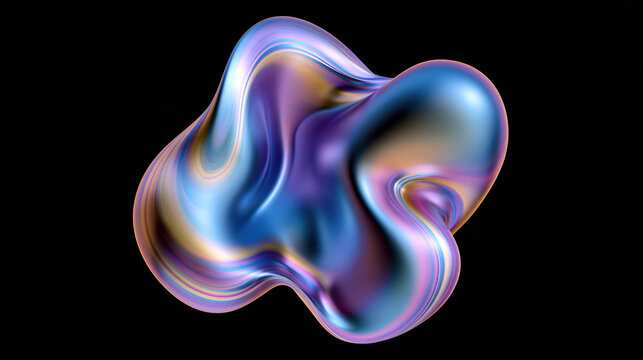 iridescent blue and purple biomorphic liquid sculpture