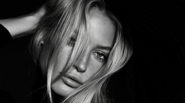 intimidating italian supermodel in a black and white editorial portrait