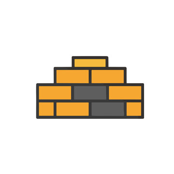 Orange and gray brick wall illustration