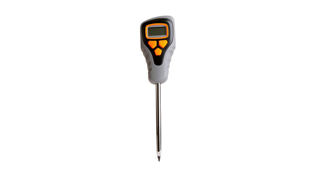 Isolated digital soil pH meter with sharp metallic probe for garden and agricultural testing