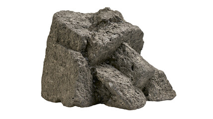 Isolated rough volcanic rock formation with dark minerals and weathered texture on a natural surface © Cian