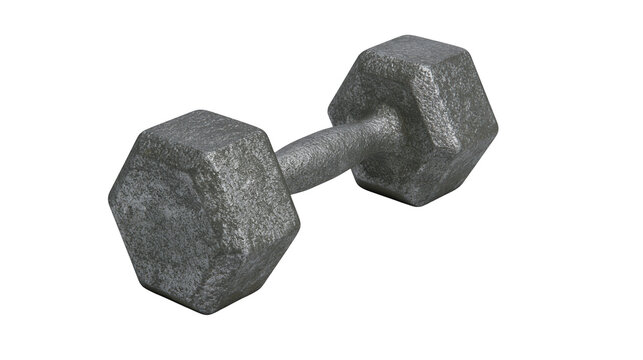 Isolated heavy cast iron hex dumbbell for strength training and intense fitness workouts