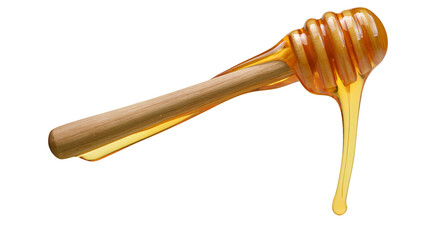 Isolated wooden honey dipper with delicious golden natural honey dripping from the head © Diego