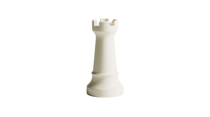 Isolated elegant white traditional Staunton chess piece, classic rook tower figurine for strategy game © Diego